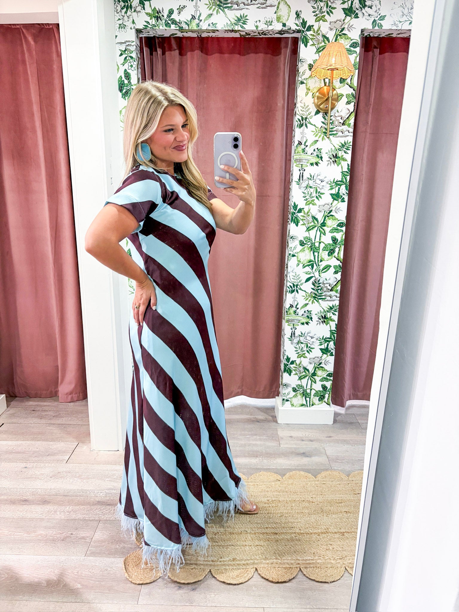 Azure Affair Stripe Maxi Dress