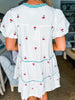 Fruit Basket Embroidered Mini Dress- Cherry