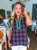 So Charmed Plaid Top-Navy