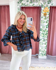 Lena Ruffle Plaid Blouse Top