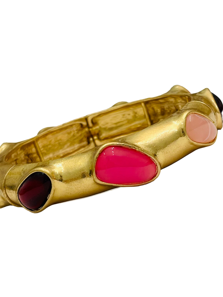 Stone Bangle- Gold/Pink