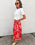 Rope Me In Midi Skirt-Red