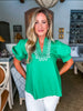 My Muse Embroidered Top-Green