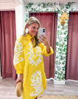 Isla Floral Baroque Dress-Yellow