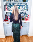 Special in Sequins Wrap Maxi Skirt-Emerald