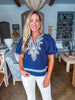 Feeling Breezy Embroidered Top-Navy