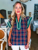 So Charmed Plaid Top-Navy