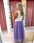 Breton Midi Skirt-Peri/Red
