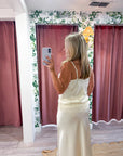 Lace Allure Midi Skirt-Cream