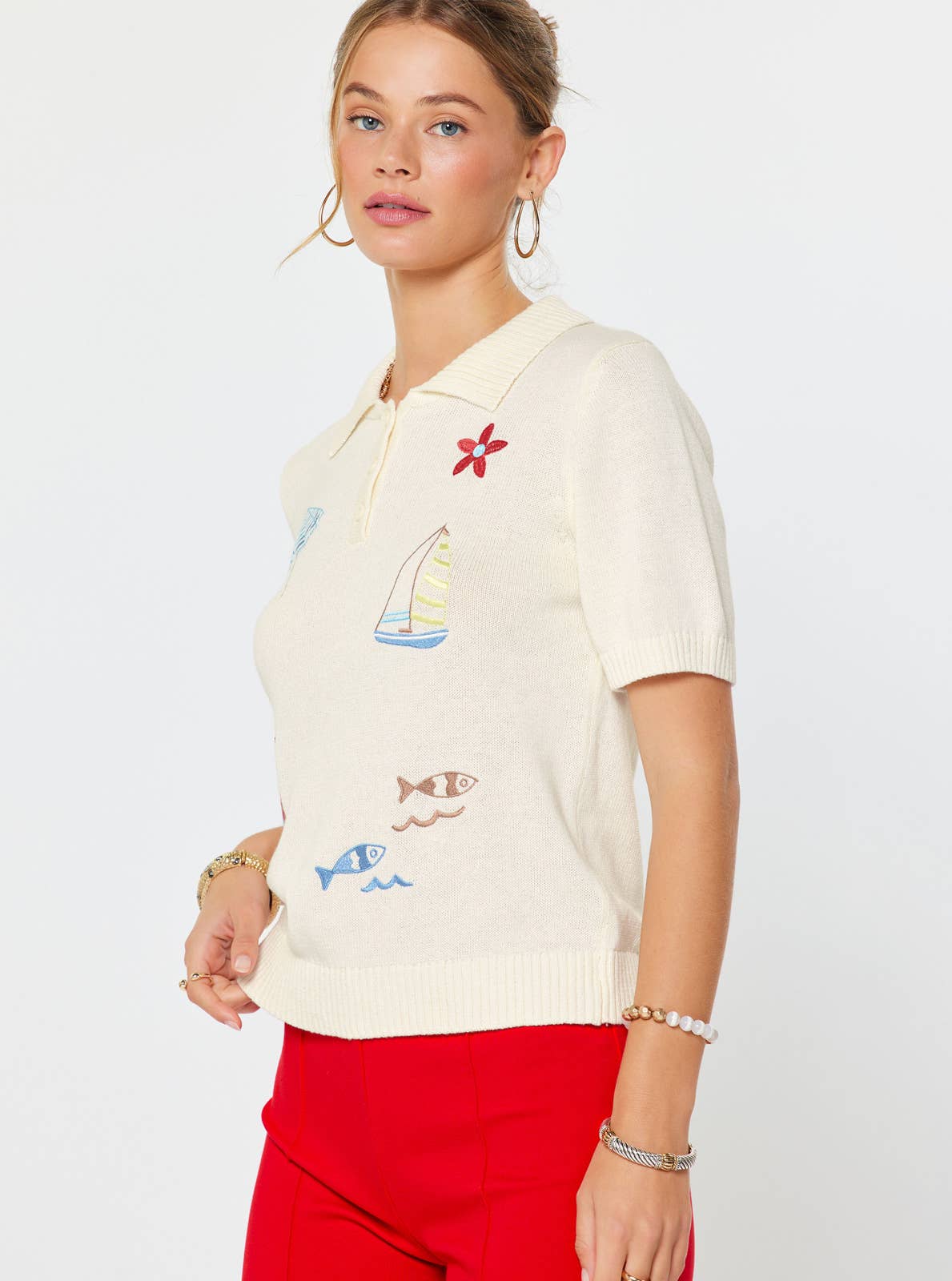 Nautical Moments Embroidered Knit Top