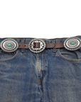 Floral Stone Concho Belt-Brown