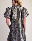 Luminous Bloom Mini Dress-Gray