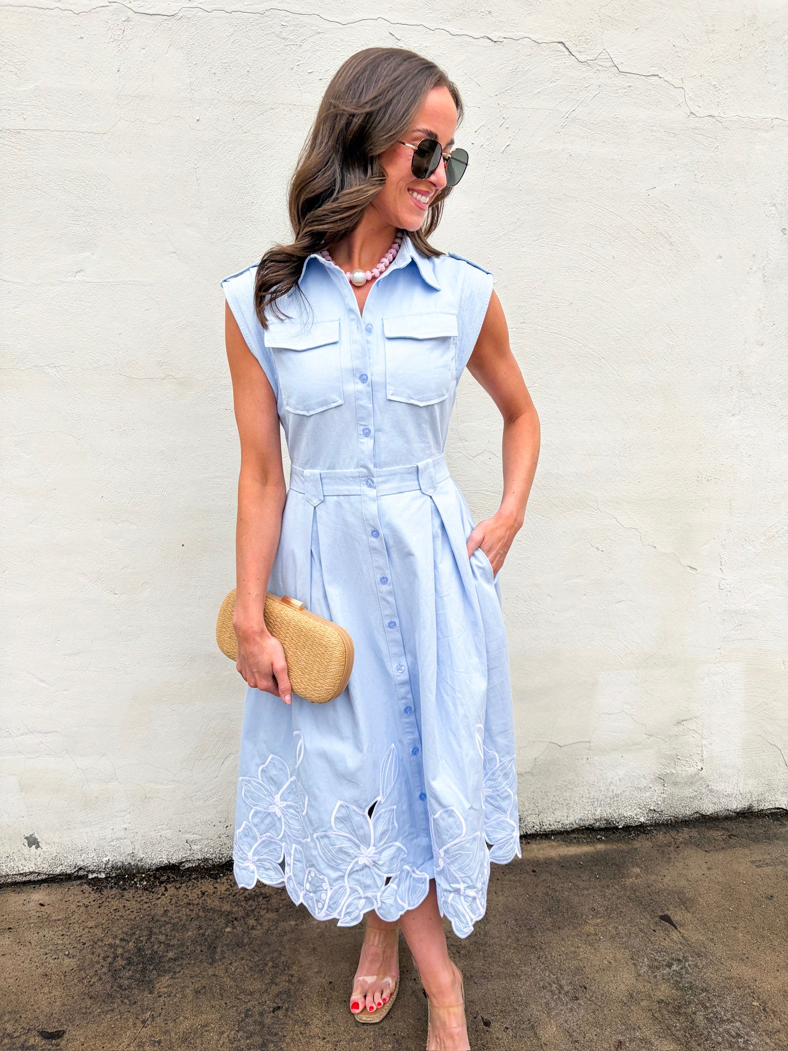 chambray embroidered dress Chasing Unicorns