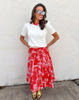 Rope Me In Midi Skirt-Red