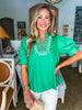 My Muse Embroidered Top-Green