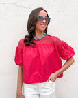 Sheer Romance Bubble Top-Raspberry Pink