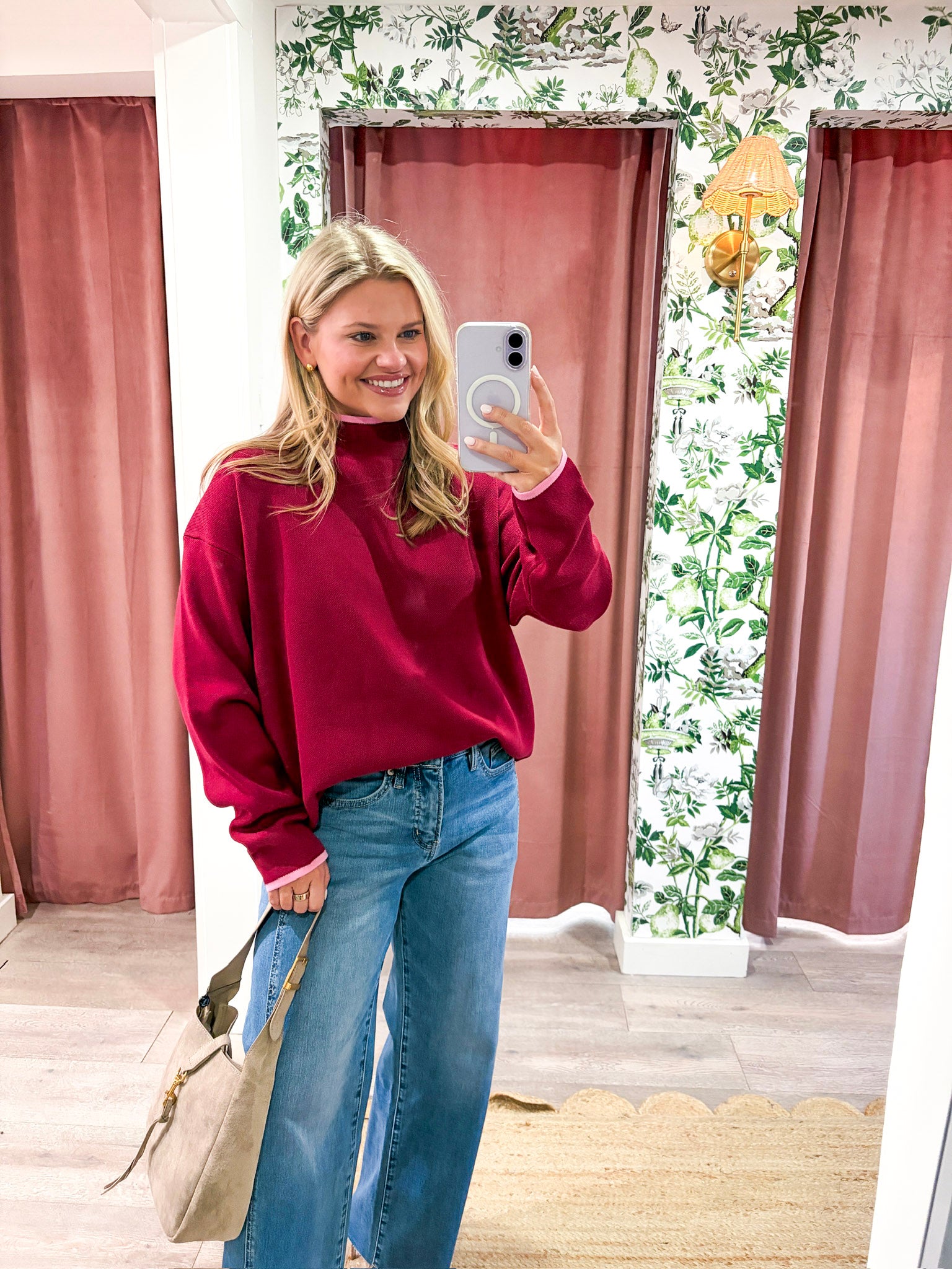 Falling Leaves Sweater-Burgundy