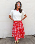 Rope Me In Midi Skirt-Red