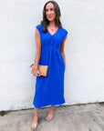 The Paris Edition Midi Dress-Royal Blue
