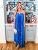 Moonglade Pleated Maxi Dress-Blue Quartz