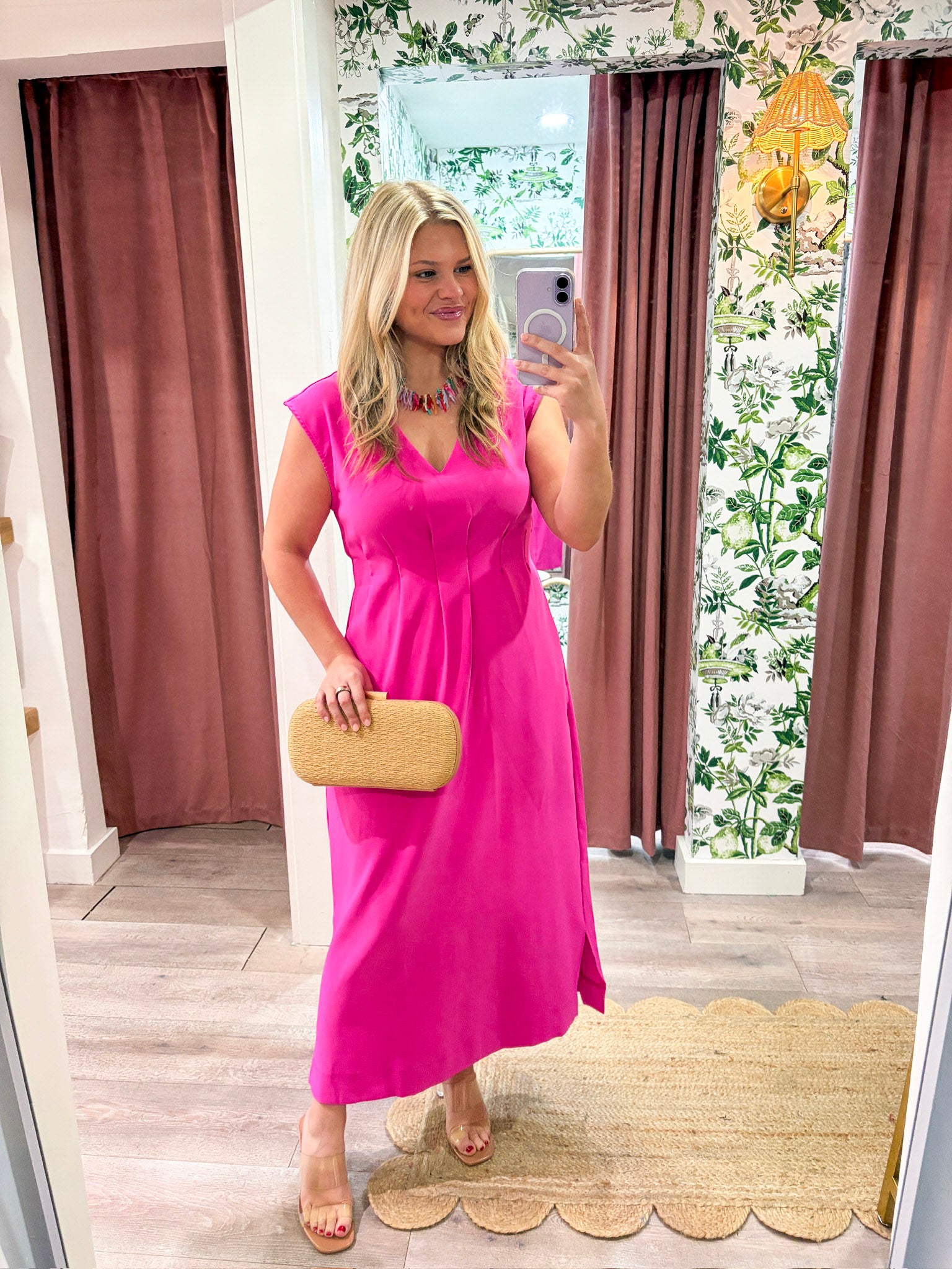 The Paris Edition Midi Dress-Hot Pink