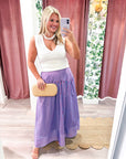 Breton Midi Skirt-Peri/Red