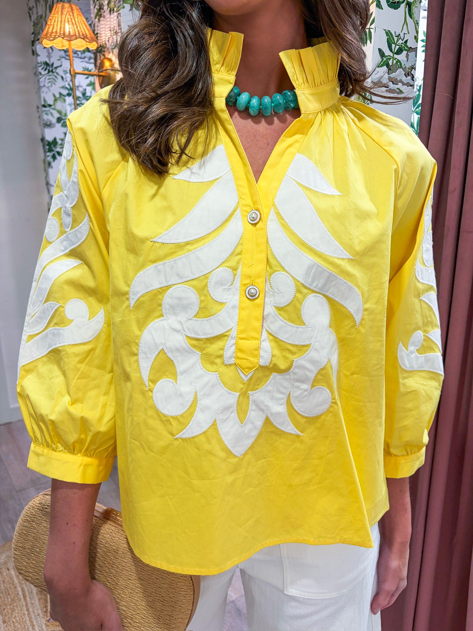 Blush Peony Top-Yellow