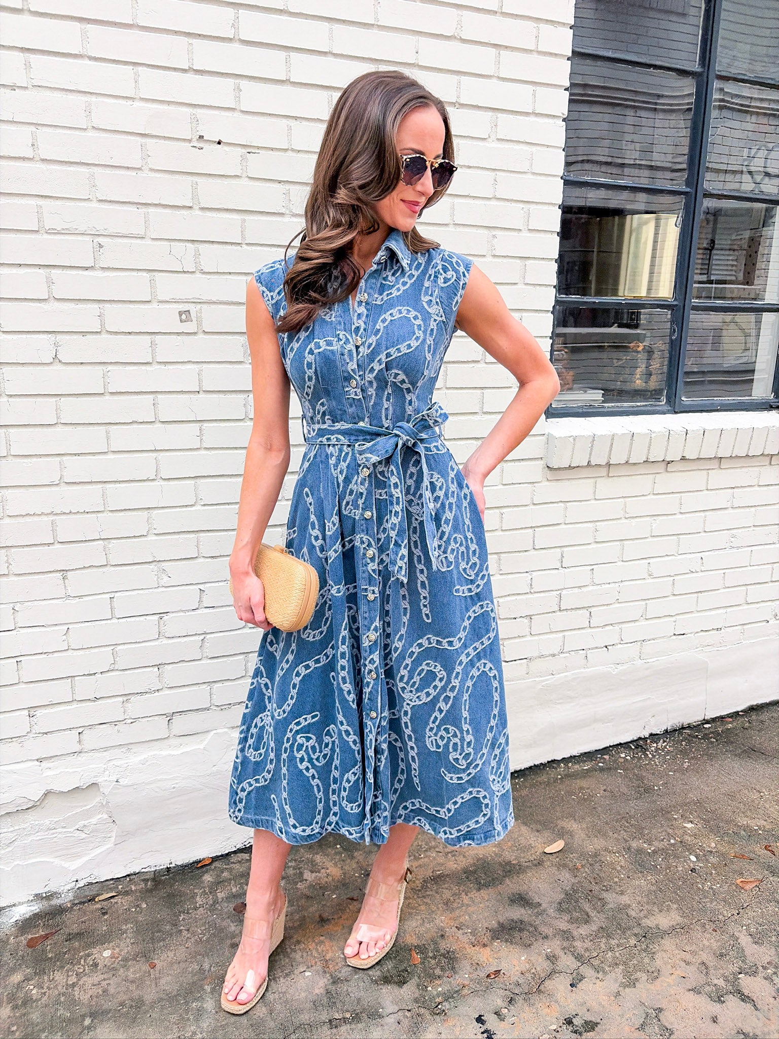 Luxe Link Denim Midi Dress