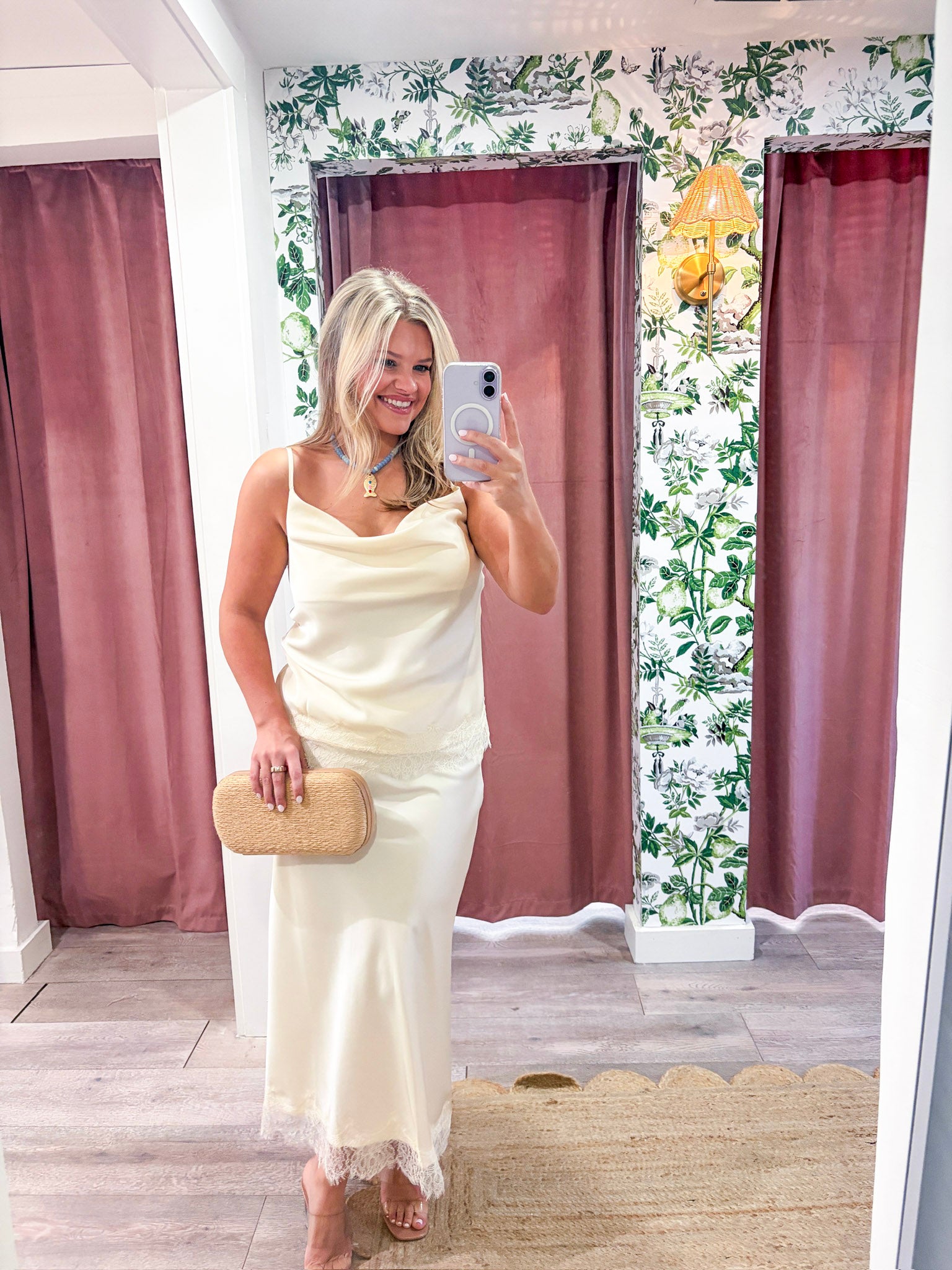 Lace Allure Midi Skirt-Cream