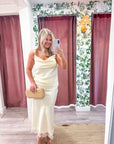 Lace Allure Midi Skirt-Cream