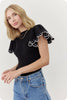 Heart Flutter Knit Top- Black