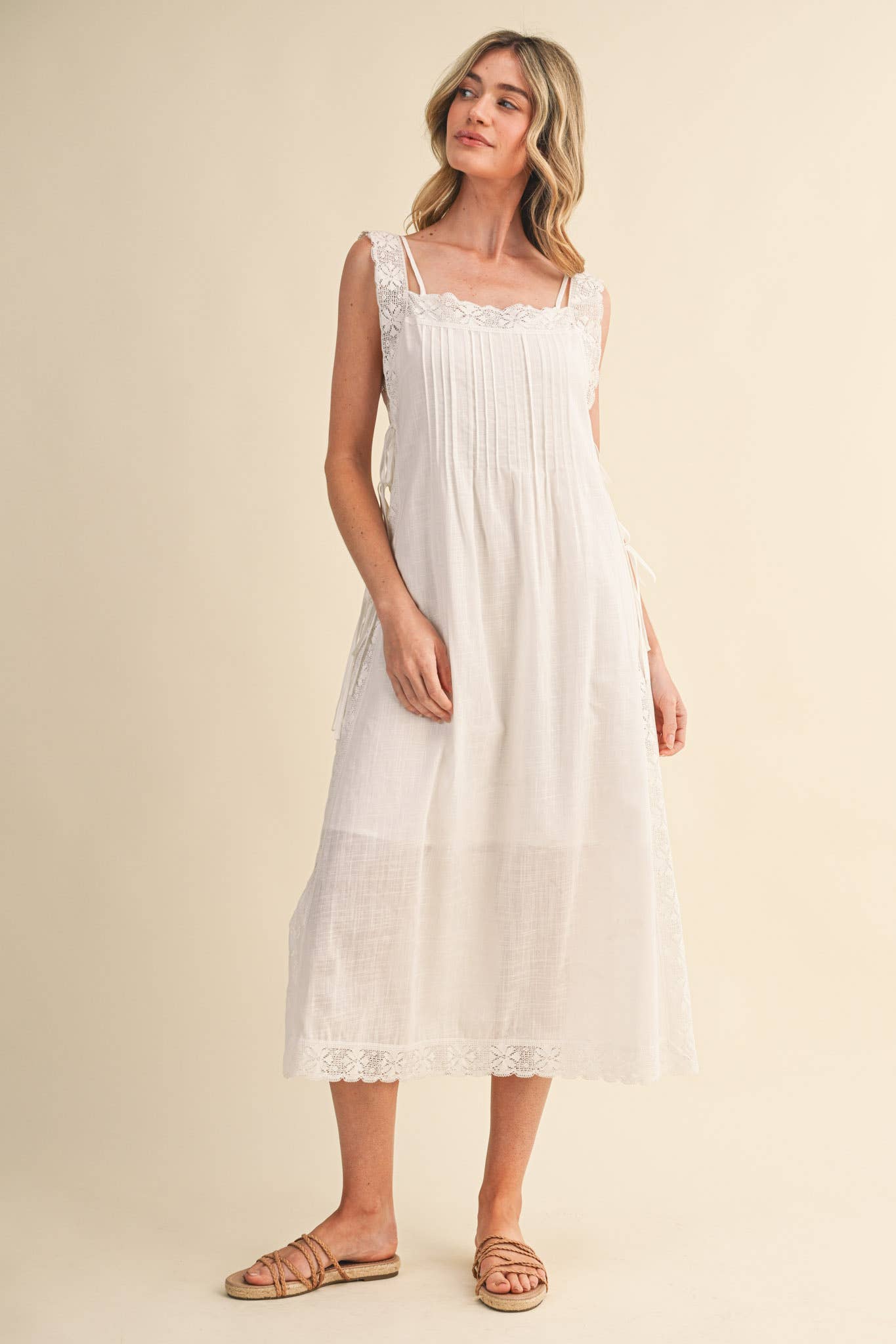 PREORDER: Fleur Romance Midi Dress-Off White