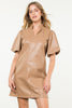 Cafe Au Lait Faux Leather Dress