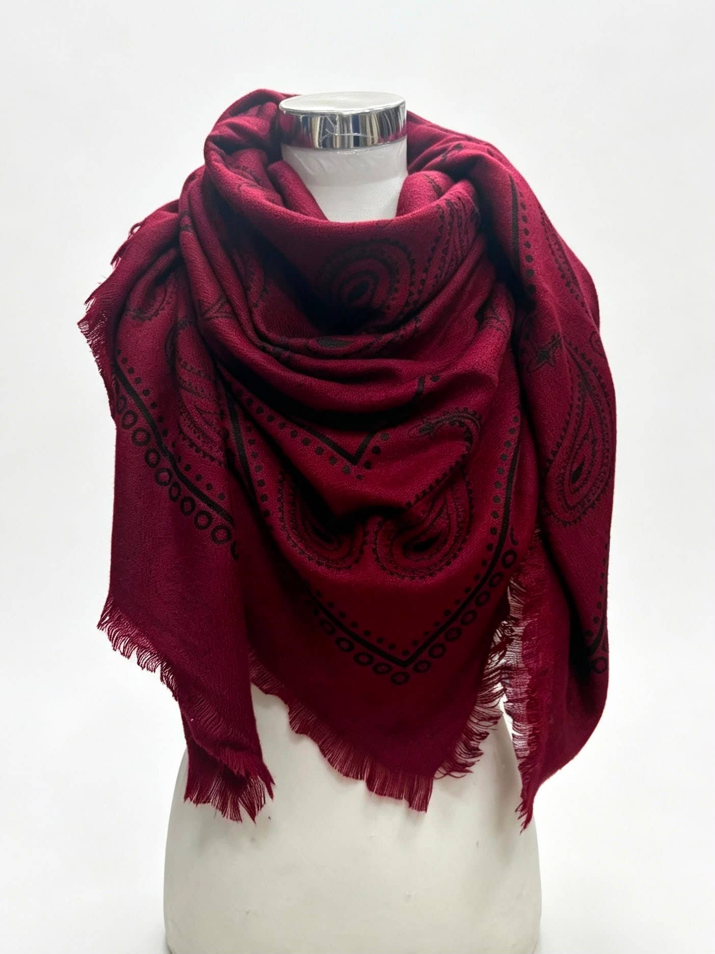 Old Town Paisley Scarf-Bordeaux