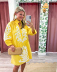 Isla Floral Baroque Dress-Yellow