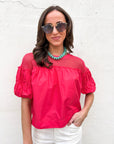 Sheer Romance Bubble Top-Raspberry Pink