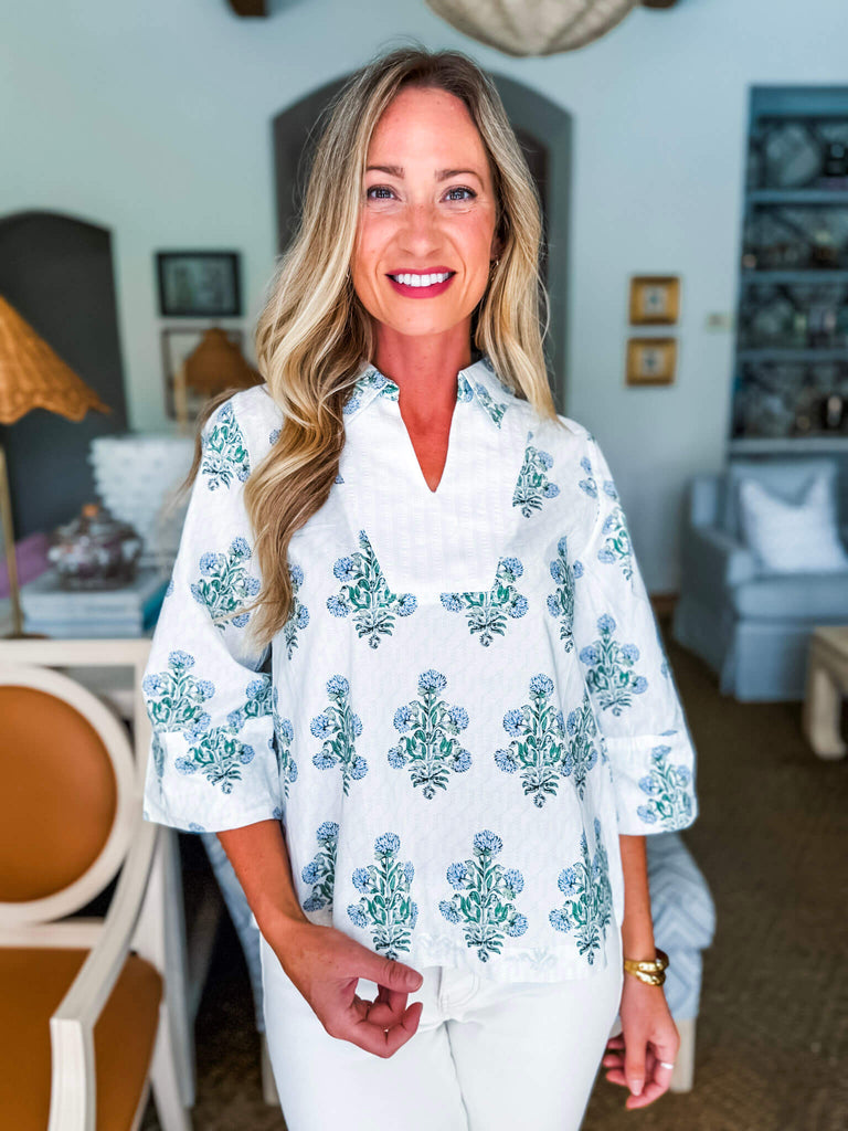 Perfect Timing Floral Top-Off White