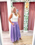 Breton Midi Skirt-Peri/Red