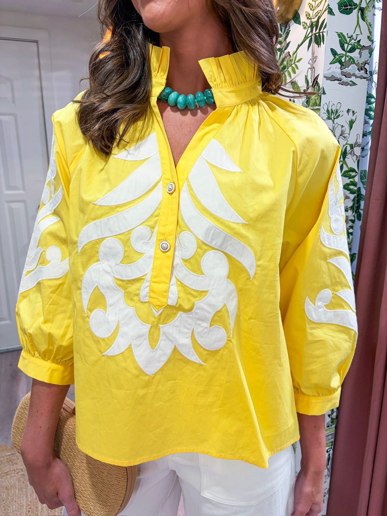 Blush Peony Top-Yellow