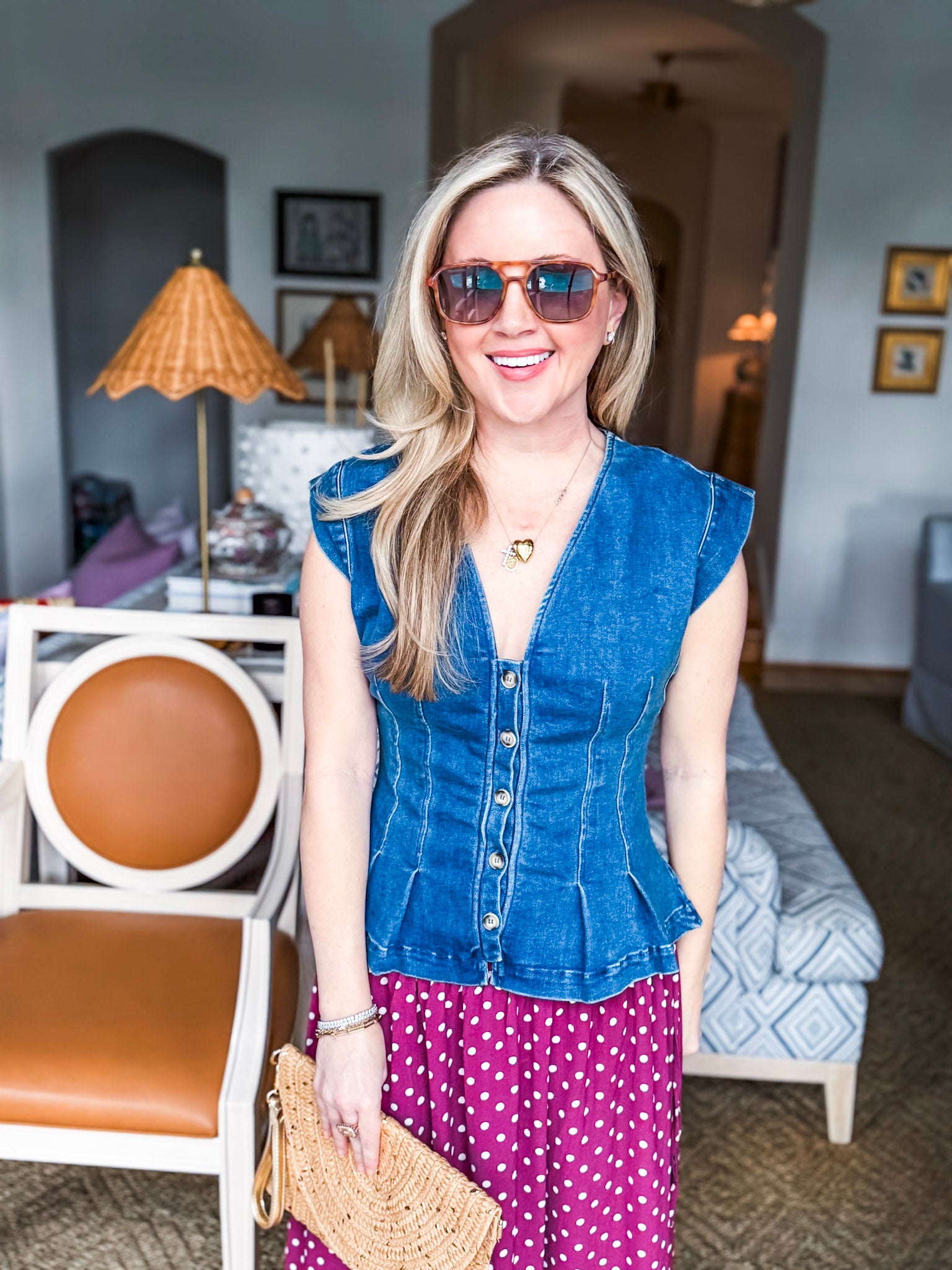 Best in Show Denim Peplum Top