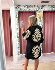 Isla Floral Baroque Dress-Black