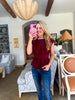 Skyline Chic Pleated Top-Burgundy
