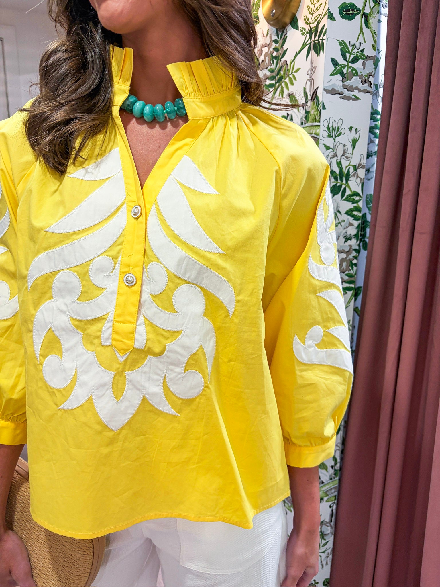 Blush Peony Top-Yellow