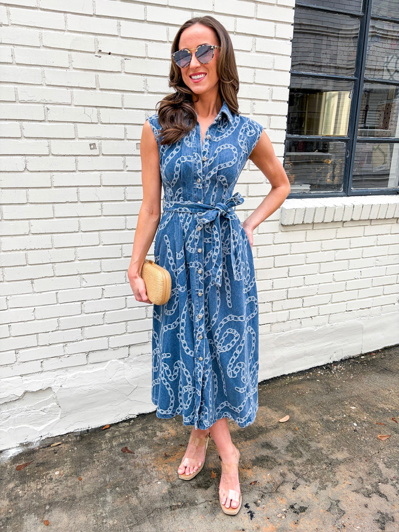 Luxe Link Denim Midi Dress