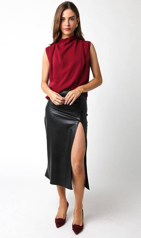 Polished Affair Top-Burgundy