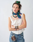 Game Day Chain Link Beaded Necklace-Blue/Green