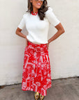 Rope Me In Midi Skirt-Red