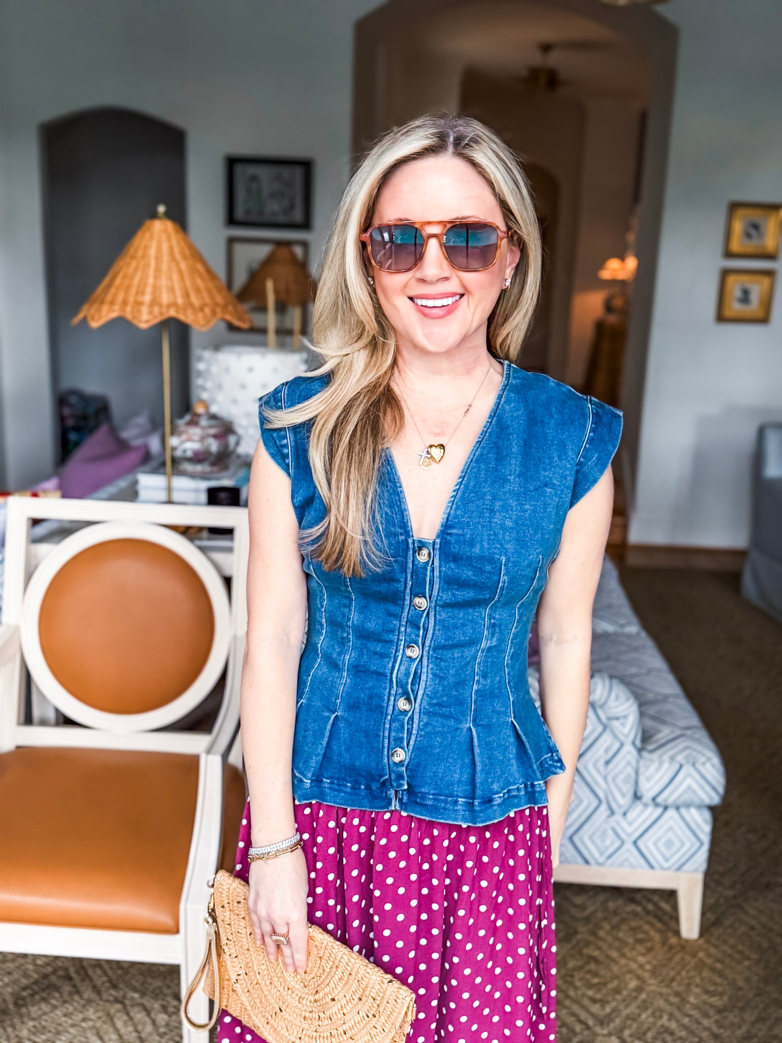 Best in Show Denim Peplum Top