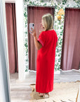 Tropical Dream Midi Dress-Tomato Red