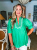 My Muse Embroidered Top-Green
